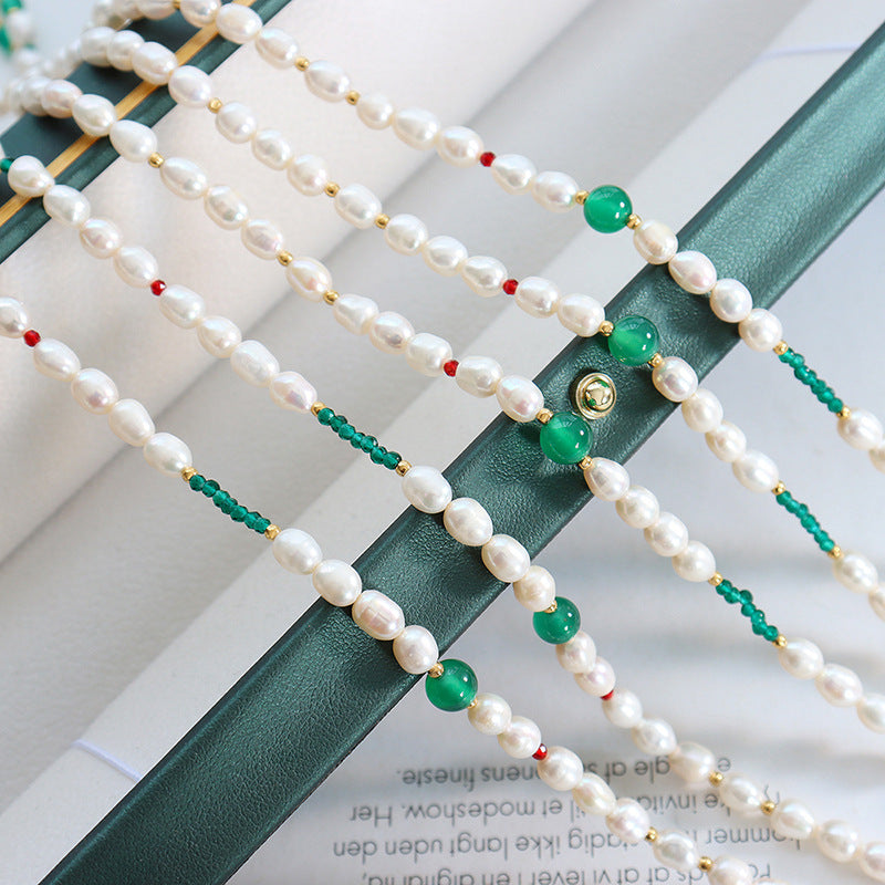 Green Agate & Freshwater Pearl Necklace – Elegant Hand-Strung Jewelry image 9