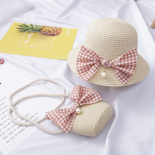 Bloom Kids Summer Straw Hat Set - Wide Brim Sun Hat + Matching Bag