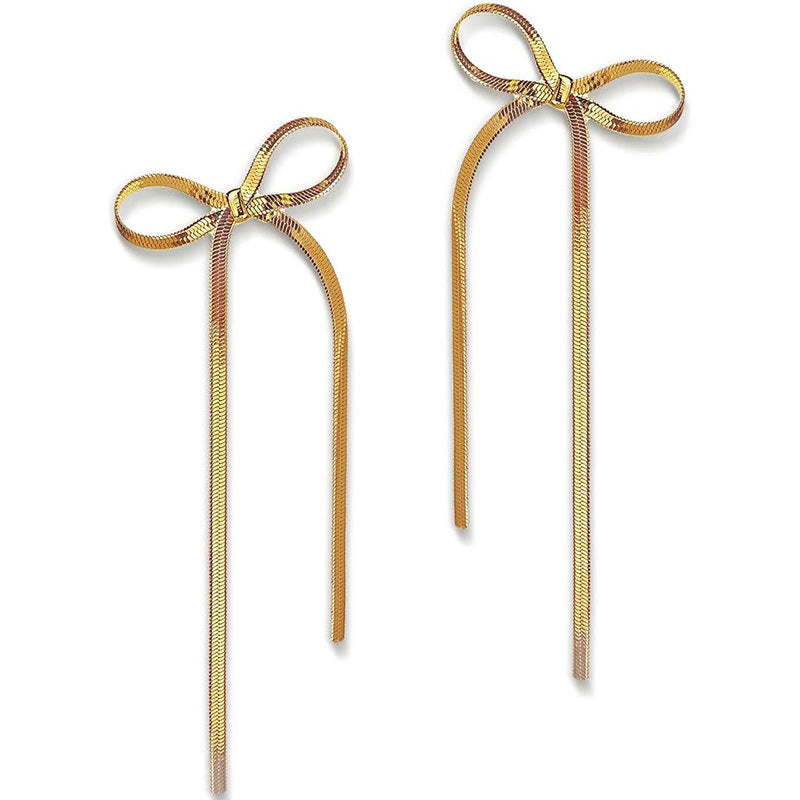 Bloom Ribbon Bow Earrings - Tarnish-Free, 18K Plated, Hypoallergenic