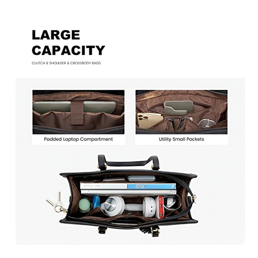 Graceful Bloom Laptop Tote – Vegan Leather Work Bag image 3