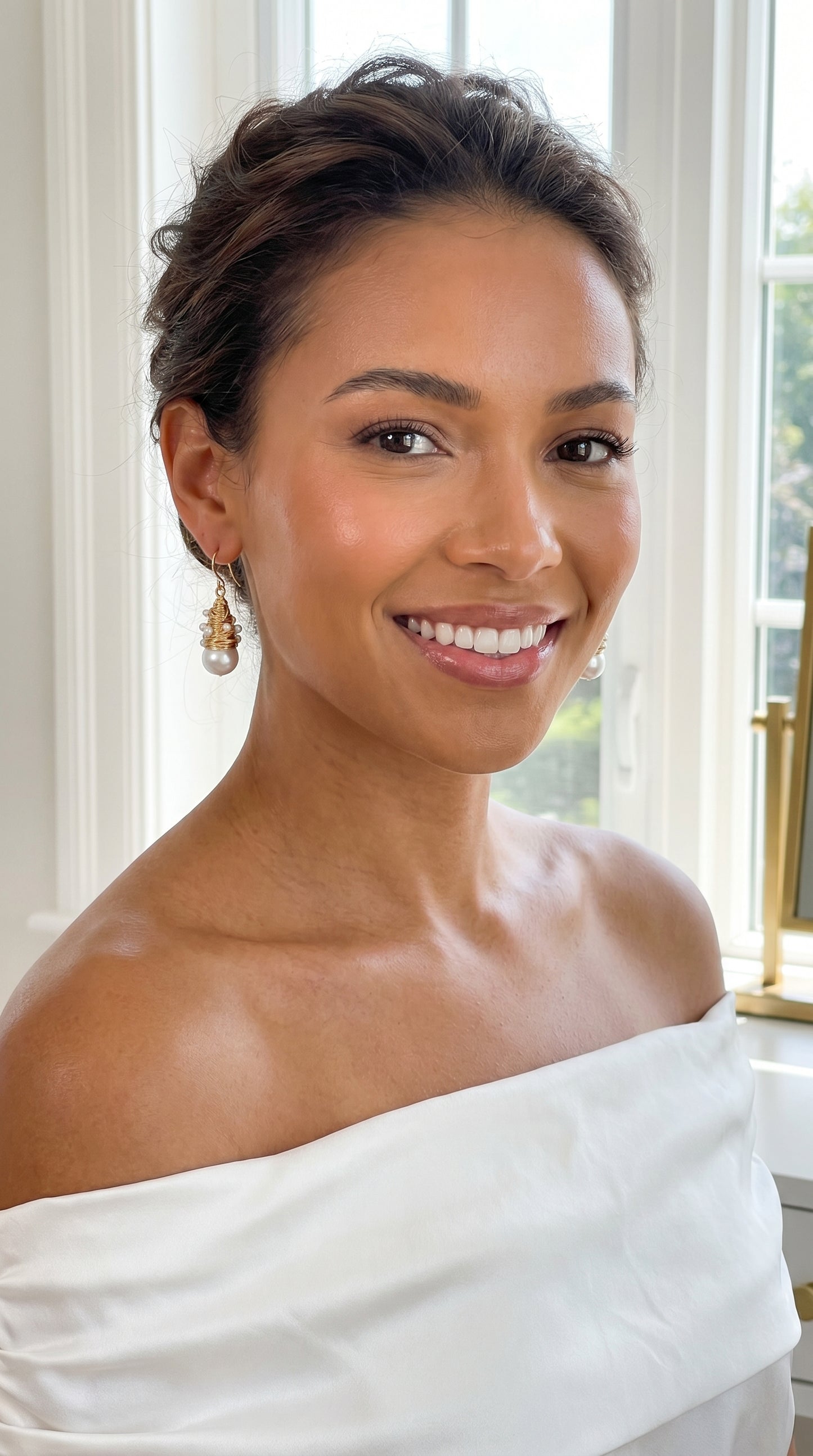 Lustre Bloom Pearl Drop Earrings — Handcrafted Freshwater Pearls
