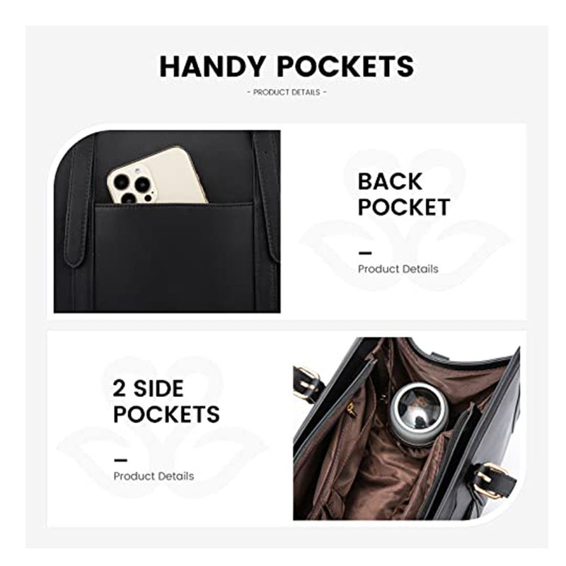 Graceful Bloom Laptop Tote – Vegan Leather Work Bag image 2