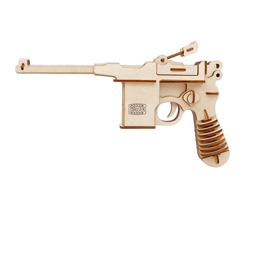 Laser-Cut BloomCraft Wooden Puzzle Set – Truck, Rifle & Dinosaur DIY Models image 0