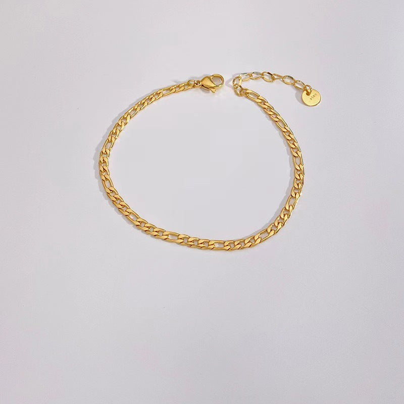 Mix & Match Bloom Gold Bracelets - Tarnish-Free Gold Bracelet – Non-Fading Everyday Luxury - Figaro Bracelet image