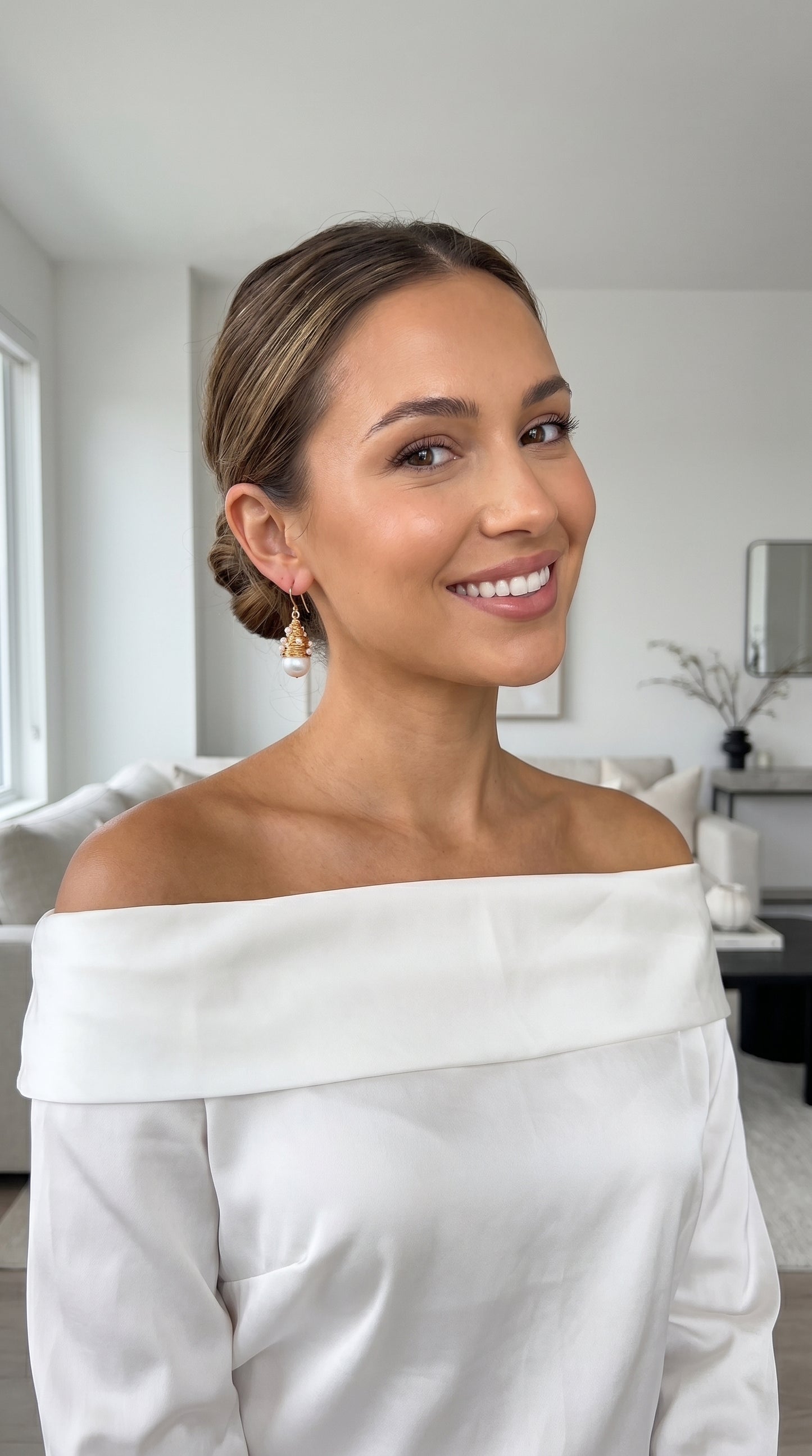 Lustre Bloom Pearl Drop Earrings — Handcrafted Freshwater Pearls