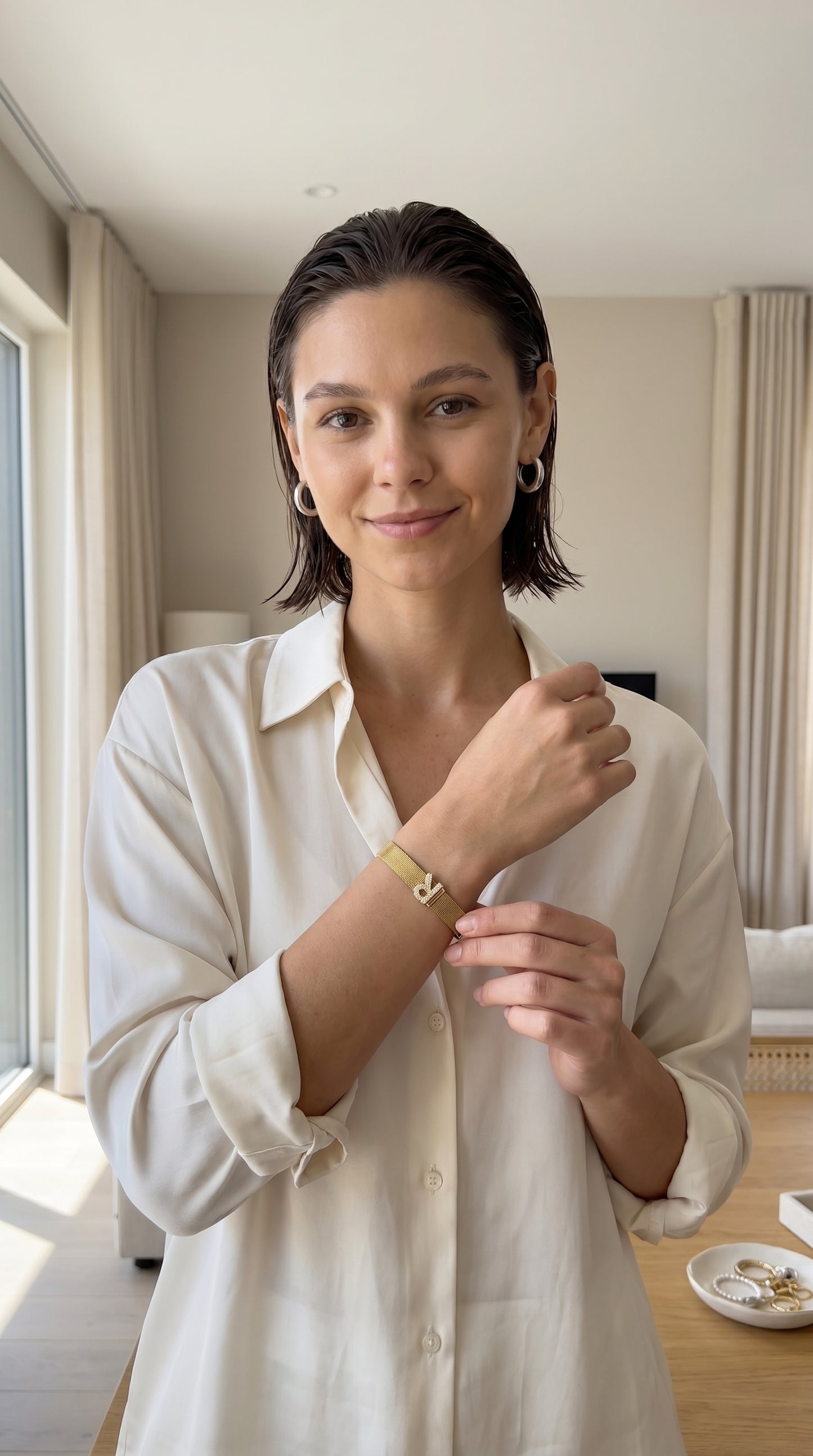 Bloom Initial Mesh Bracelet - Personalised Letter Charm