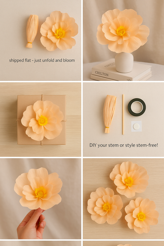 Peach Blossom Paper Bloom – Handmade Décor image 0