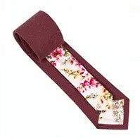 Floral Accent Cotton Tie - Classic Solid with Hidden Detail
